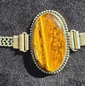 Sterling Silver Natural Tigers Eye Vintage Bracelet